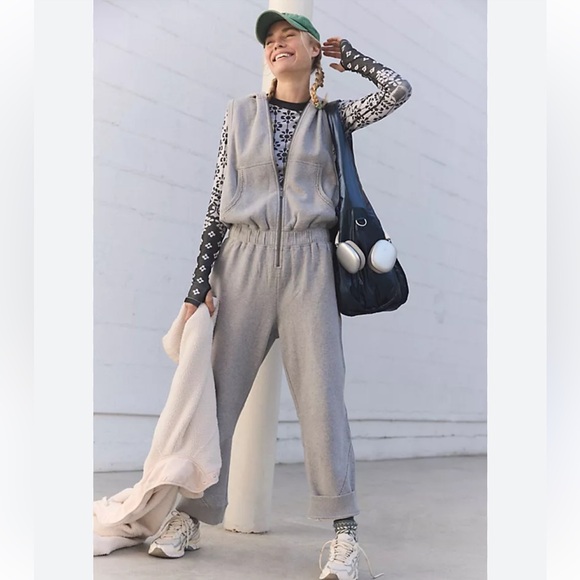 Free People Movement Set Go Onesie Gray NWT Jumpsuit